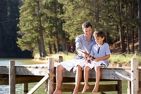 father and son fishing