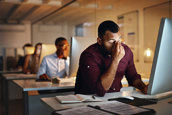 A staff struggling with fatigue