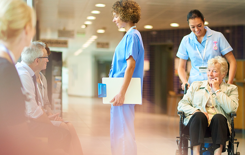 Hospital nurse and patients